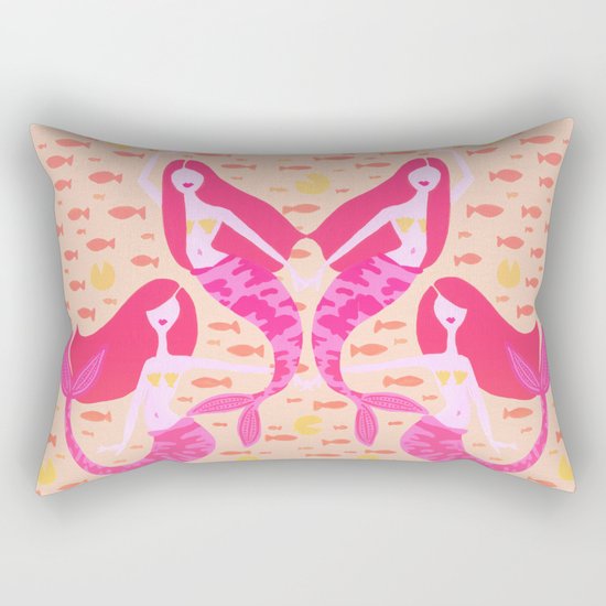 Koi Mermaids – Peach Palette Rectangular Pillow