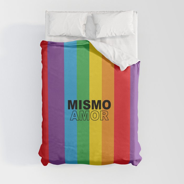 65 MCMLXV LGBT Mismo Amor Rainbow Stripe Pattern Duvet Cover