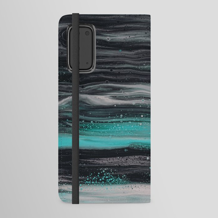 Painted Stripes Modern Art Black Grey And Turquoise Android Wallet Case