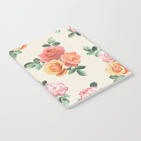 Retro Peach and Pink Roses Notebook