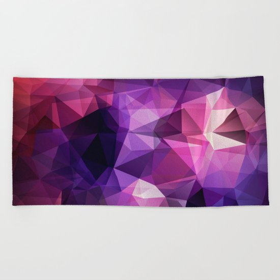 Abstract background of triangles polygon design bright colors Beach Towel