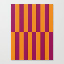 Strippy - Mango and Dark Orchid Canvas Print