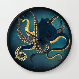 Metallic Octopus IV Wall Clock