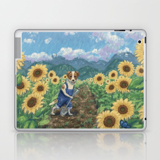 Dog. Sunflower Farmer. Summer Laptop & iPad Skin