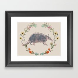 Armadillo in Desert Wreath Framed Art Print