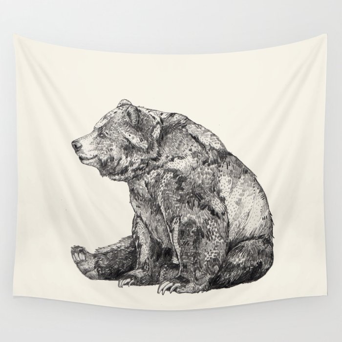 Bear // Graphite Wall Tapestry