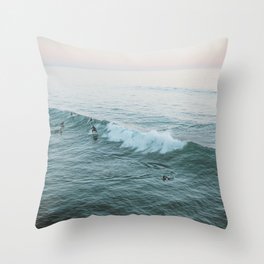 Cool Vintage Surf and Summer Apparel California Surfing Surfer Sunset Long Beach Throw Pillow 16x16 Multicolor