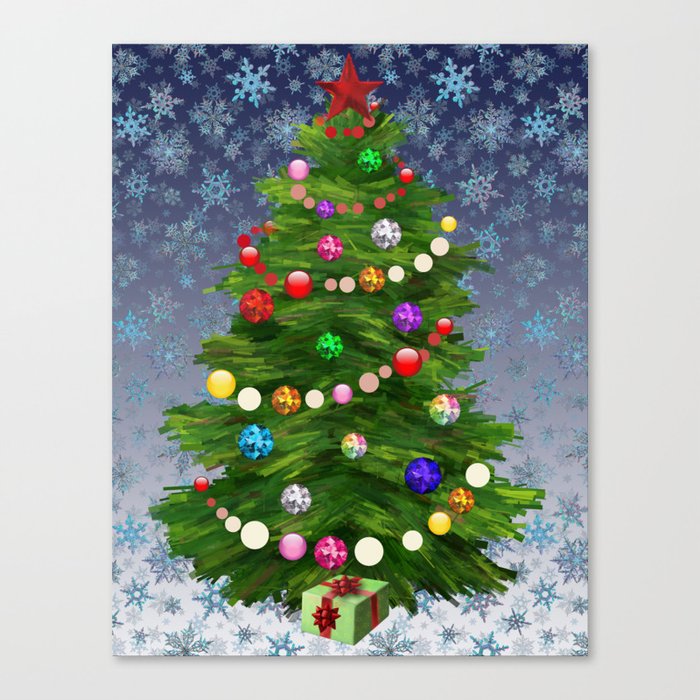 Christmas tree & snow v.2 Canvas Print