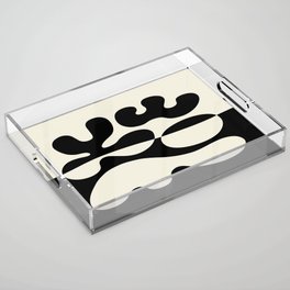 Mid Century Modern Organic Abstraction 235 Black and Ivory White Acrylic Tray