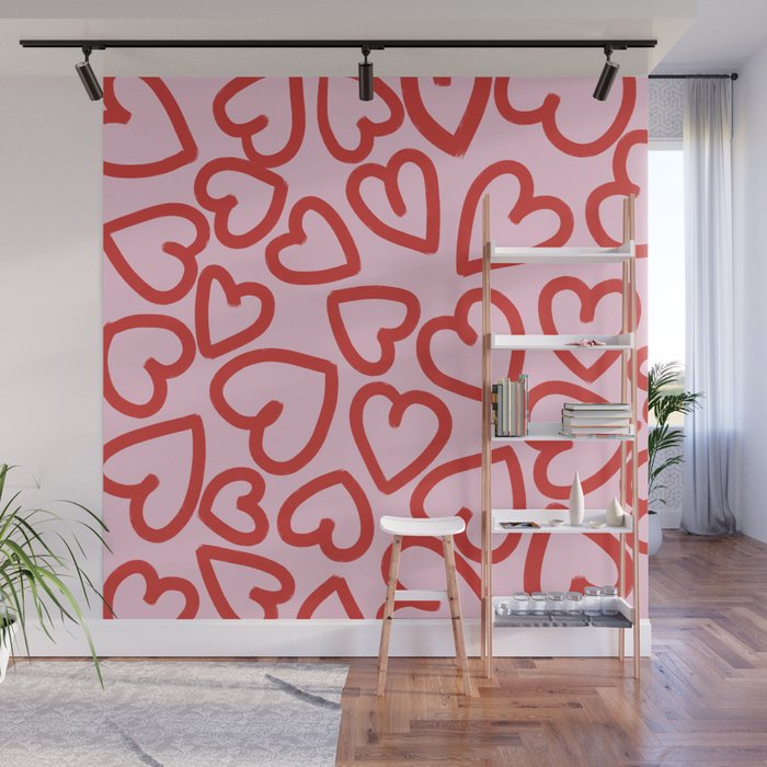 Valentines Hearts Pattern Wall Mural