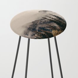 Banff national park foggy mountains and forest in Canada Counter Stool