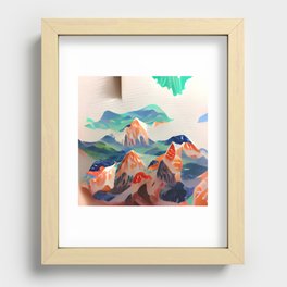 Abstract Pastel Mountains Recessed Framed Print