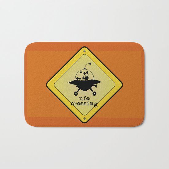 UFO crossing sign Bath Mat