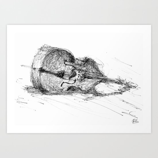 Contrabass resting Art Print
