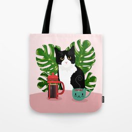 Tuxie Cat and Coffee Tote Bag