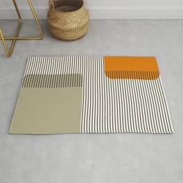 Minimal Abstract Lines & Shapes No2 - II  / Sage & Orange Rug