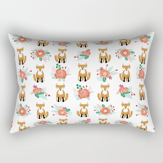 Autumn Fox florals cute bouquet foxy woodland kids baby gender neutral Rectangular Pillow