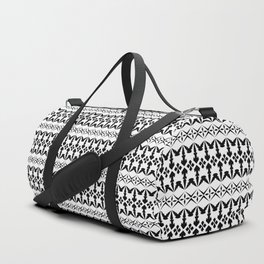 Seamless abstract ethnic pattern vintage. Design horizontal shape black on white background.  Duffle Bag