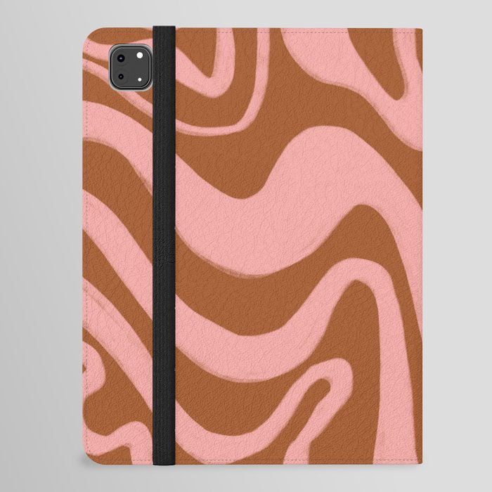 70s Retro Liquid Swirl in Burnt Orange + Pink iPad Folio Case