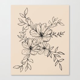 Abstract digital Minimalist Black Flower Leaves Design Canvas Print