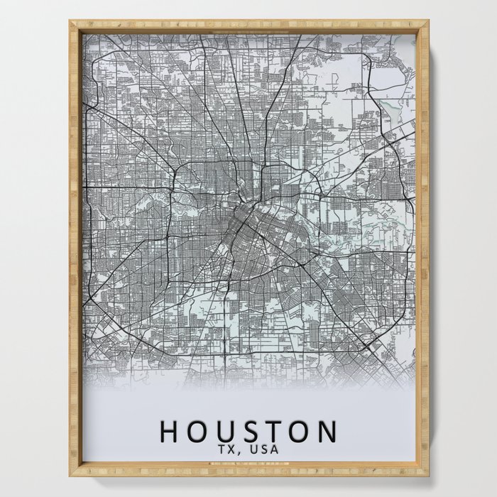 Houston TX USA White City Map Serving Tray