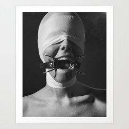 Woman with a ring gag in her mouth Art Print