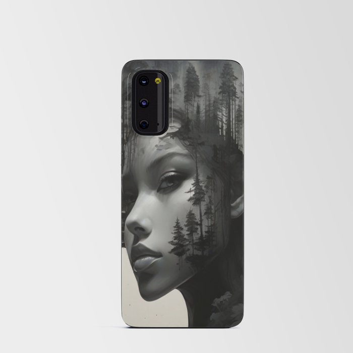 Double exposures portrait of a woman Android Card Case