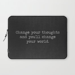 Change your thoughts and you'll change your world, black and white minimalist typewriter typography Laptop Sleeve
