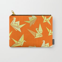 Origami Cranes Orange & Beige Design Pattern Carry-All Pouch