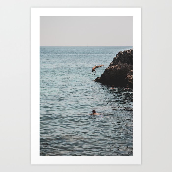 Dip Dive in the summer, sea photography, dreamy location, Wall Art Decor Art Print