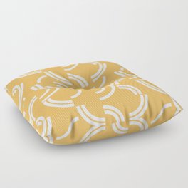 White curves on yellow background Floor Pillow