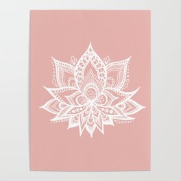 White Lotus Flower on Rose Gold Poster