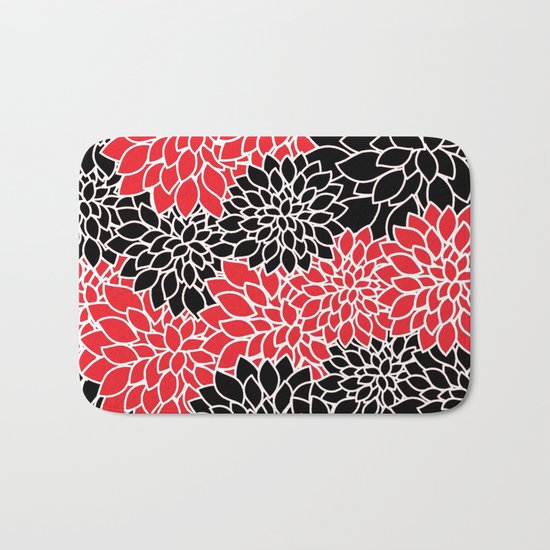 Black & Red Pattern Bath Mat