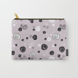 Black and white rose pattern on pink background Carry-All Pouch