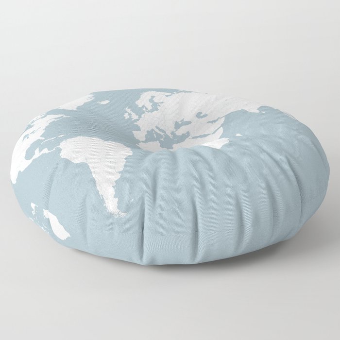 Minimalist World Map in Slate Blue Floor Pillow