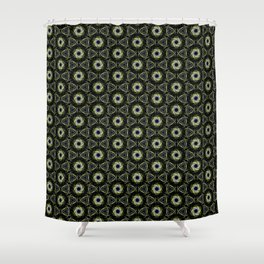 abstract repetitive circular fractal design on black background Shower Curtain