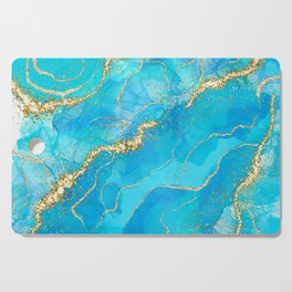 Abstract Summer Turquoise And Gold Marble Ocean Landscape Cutting Board
