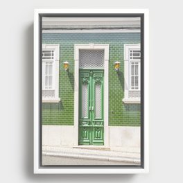 The Green House in Tavira Village | Front Door in Portugal Art Print | Colorful Travel Photography in Europe Framed Canvas