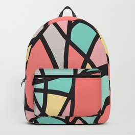 Abstract Triangle Pattern in Coral, Teal, Yellow and Black Backpack