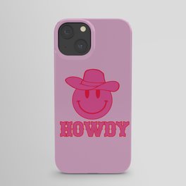 Happy Smiley Face Says Howdy - Preppy Western Aesthetic iPhone Case