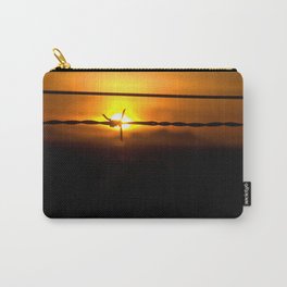 Sunset and Vestmannaeyjar 2 Carry-All Pouch | Island, Barbedwire, Color, Fence, Nature, Iceland, Photo, Sky, Sun, Sunset 