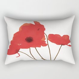 Delicate Red Poppies Vector Style Rectangular Pillow