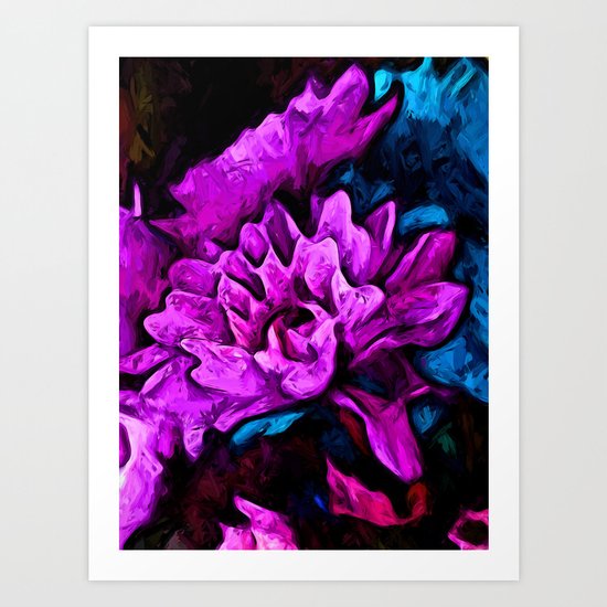 Lavender Flowers with Blue Petals and some Pink Art Print
