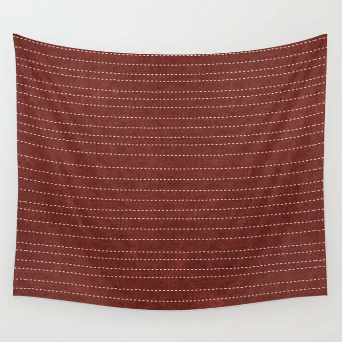 stitched stripes - rust Wall Tapestry