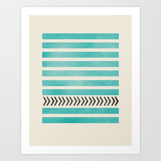 TEAL STRIPES AND ARROWS Art Print