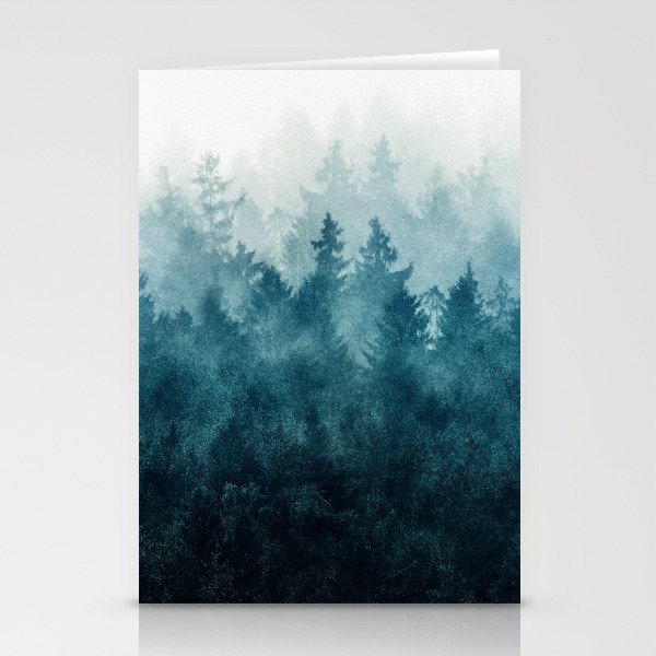 The Heart Of My Heart // So Far From Home Of A Misty Foggy Wild Forest Covered In Blue Magic Fog Stationery Cards
