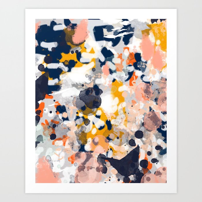 Stella Ii Abstract Painting In Modern Fresh Colors Navy Orange