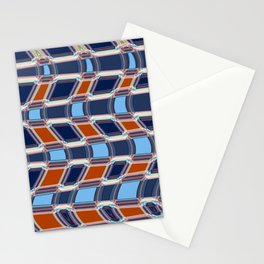 Blue And Red Geometric Wave Line Art Stationery Card