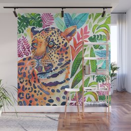 Leopard Tropical Watercolors Wall Mural