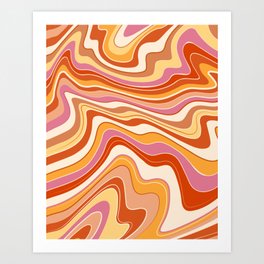 Retro Wavy Swirl Warp Lines Art Print